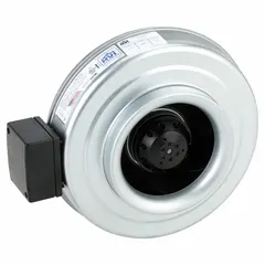 In-Line Duct Fan: 502 cfm Max., 8 in Duct, 137 W, 120V AC, 1 Ph, IP44, Galvanized Steel (MPN 45018). Key specifications — Includes: Mounting Bracket; Brand: FANTECH; Speed Controllable: Yes; High-Efficiency Motor: No; Nameplate Voltage: 120V AC; Number of Speeds: 1; Airflow @ 0.000 in SP - Range: 500 to 749 cfm; High-Efficiency Motor_Broad: Standard-Efficiency Motor.