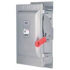 Non-fusible safety switch rated 30 A, three-phase, 600V AC. Housed in a 304 stainless steel enclosure for corrosion resistance. Suitable for indoor and outdoor use. Used to safely disconnect electrical power for maintenance or emergency shutdown in industrial and commercial applications.