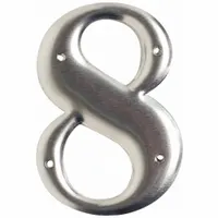 Number Label: 8, Silver, 3 in Character Ht, 2 in Overall Wd, Uppercase, 10 Pieces, (10) Packs, 10 PK (MPN 1600-8)