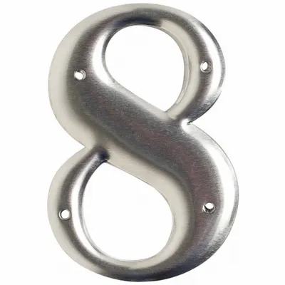 BRADY Number Label: 8, Silver, 3 in Character Ht, 2 in Overall Wd, Uppercase - Utility Pole Marking Numbers
