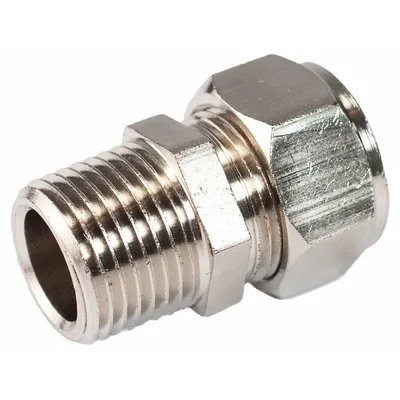 RAPIDAIR Compression Fitting Adapter: 5/8 in OD 1/2 in Pipe Fitting Size, Compression x MNPT - Compressed Air System Brass Compression Tube Fittings