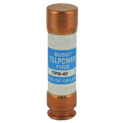 BUSSMANN Telecom Protection Fuse: TPN Series, Fast-Acting, Cylindrical, 40 A - Fast-Acting Cylindrical Fuses