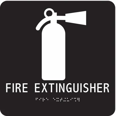 ADA Braille Facility Sign: Modified Acrylic, Adhesive Sign Mounting - Square Fire Extinguisher Signs