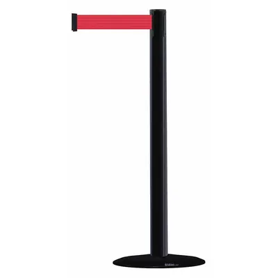 TENSABARRIER Barrier Post with Belt: Red, No Pattern, No Legend, 7 1/2 ft Belt Lg - Solid-Color Retractable Belt Post Barriers