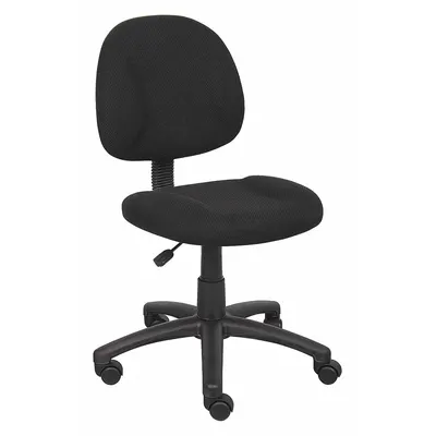 BOSS Office Chair: Black, Fabric Material, 14 1/2 in Back Ht, 18 1/2 in Seat Wd - Armless Office Chairs