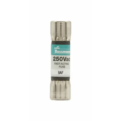 BUSSMANN Fuse: BAF Series, Midget, Fast-Acting, 6 A, 250 V AC, 13/32 in x 1 1/2 in - Fast-Acting Cylindrical Fuses