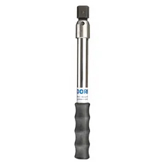 Preset interchangeable head torque wrench with a 9mm x 12mm drive size and 10 1/2 in overall length. Factory-set to a specific torque value for consistent tightening. Suitable for applications requiring precise torque control in Newton meter or inch-pound ranges.
