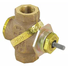 Hydronic globe valve for modulating control of water or glycol flow in HVAC heating and cooling loops. Suitable for commercial and industrial applications requiring precise temperature and pressure regulation.