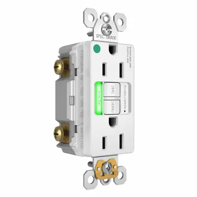 LEGRAND GFCI: Hospital Grade, Duplex, 5-15R, White, GFCI, 125V AC, 15 A - General Purpose Receptacles