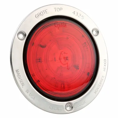 GROTE Stop/Turn/Tail Light: LED, Stop Light, Red, Round, 4 5/16 in Overall Dia - Stop Lights