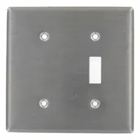 LEVITON Wall Plate: Combo, 2 Gang, Silver, Std Size (MPN 84077-40)