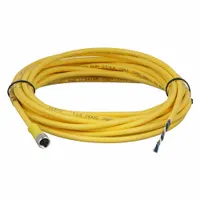 Cordset: M8 Female Straight X Bare Wire, 4 Pins, Yellow, PVC, 5 m Cable Lg, 24 AWG Wire Size (MPN 404000A10M050)