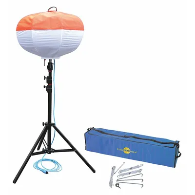 POWERMOON Temporary Job Site Light: LED, 40,000 lm Max Brightness, 12.08 ft Max Ht - Corded Tripod Balloon Lights