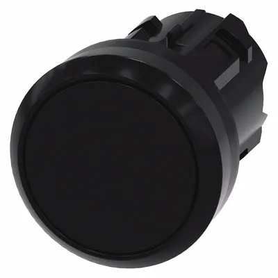 Siemens Flush Push Button: Black, 22 mm Mounting Size, Non-Metallic - Flush-Mount & Recessed Push-Button Operators