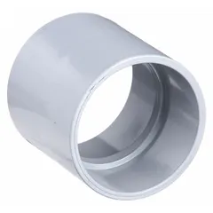 PVC conduit coupling for joining two lengths of 2-1/2 in Schedule 40 PVC conduit in electrical raceway systems. Used to protect and route wiring in industrial, commercial, and infrastructure applications.