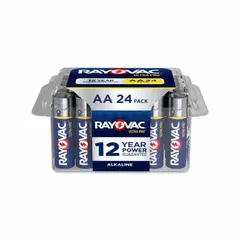 AA-size alkaline battery delivering 1.5V DC, part of the UltraPro series. Suitable for powering portable electronics, flashlights, toys, and handheld devices. Supplied in a 24-pack.