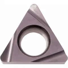 Triangle (T) indexable turning insert made of PVD carbide, designed for finishing and light roughing operations on steel, stainless steel, and cast iron. Suitable for general turning and boring in lathe applications, providing edge strength and surface finish.