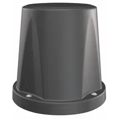 Floor-mounted stool with a black polyethylene seat, designed for one occupant at a 15 1/2 in seat height. No arms. Complies with ISO 22196 and CAL 133 standards. Suitable for industrial, commercial, and institutional settings requiring hygienic and fire-safe seating.