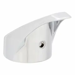 This joystick handle is made of cast metal with a chrome finish. It is designed for use with hot and cold water temperature control. The handle includes a mounting screw. Suitable for replacement or upgrade in compatible faucets.