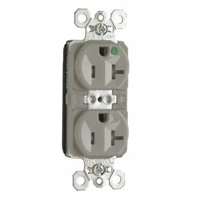 PASS & SEYMOUR Receptacle: Hospital Grade, Duplex, 5-20R, Gray, 125V AC - General Purpose Receptacles