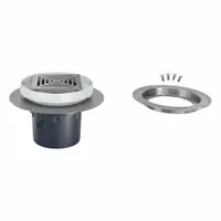 This ZURN height adjustable floor drain is made of PVC with a solvent weld connection for 4 in nominal pipe size. It includes a stainless steel clamp collar and a 5 in silver grate. Used in commercial and industrial settings to remove surface water from floor areas