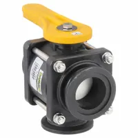 BANJO Manual Three-Way Ball Valve: 2 in, Polypropylene, L Flow, 150 psi Max. Pressure (CWP), Lever (MPN MV220BLSH)