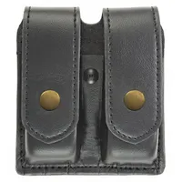 HEROS PRIDE Magazine Pouch: Black, Synthetic Leather, Plain, 5 1/2 in x 1 3/8 in, Snap Closure (MPN 1434PA)