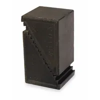 This step block is used in workholding setups on milling machines, drill presses, and other machine tools. Its serrated surface provides grip to help secure workpieces during clamping. The block has a width of 38 mm and an adjustable height range from 64 mm to 152 mm