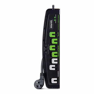 CYBER POWER Outlet Strip: 7 Outlets, 5 ft Cord Lg, 2,100 J Rated Energy, 15 A Current - General Purpose Surge Protectors