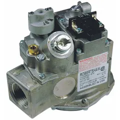 The Robertshaw 700-442 is a direct-acting gas valve used for controlling gas flow in HVACR systems. It is suitable for replacement in residential and light commercial furnaces, boilers, and heating equipment. This valve is designed for standard gas pressure applications.