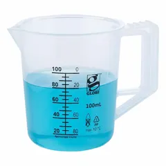 APPROVED VENDOR Low Form Plastic Beaker with Handles, Polypropylene, Translucent, 100 mL, Printed Graduations