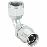 Reusable hydraulic hose fitting for -12 dash size hoses in 2807, SC-TW, and S -TW series. Features a 1-1/2 in x 3/4 in fitting size with 1-1/2"-14 thread and Inverted Flare x Hose connection. Constructed from brass and steel for field-serviceable connections in industrial hydraulic systems