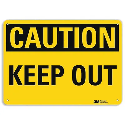LYLE Caution Sign: Plastic, Mounting Holes Sign Mounting, 7 in x 10 in Nominal Sign Size - Caution: Keep Out Signs