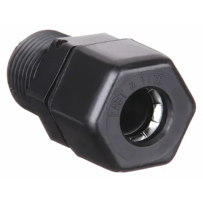 PARKER Compression Fitting Adapter: 3/8 in OD x 1/8 in Pipe Size, Compression x MNPTF - Polypropylene Compression Tube Fittings