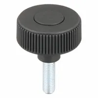 Hand Knob: Knurled, Plastic w/ Steel Thread, M10 Thread, 30 mm Thread Lg, 50 mm Dia, Gray (MPN K0260.5210X30)