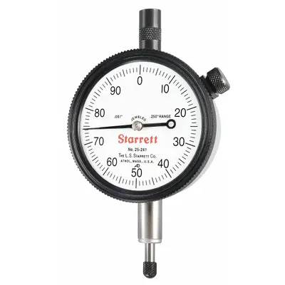 STARRETT Dial Indicator - Lug Back: 0 in to 0.25 in, Inch, Plunger - Continuous Reading Back Lug Dial Indicators
