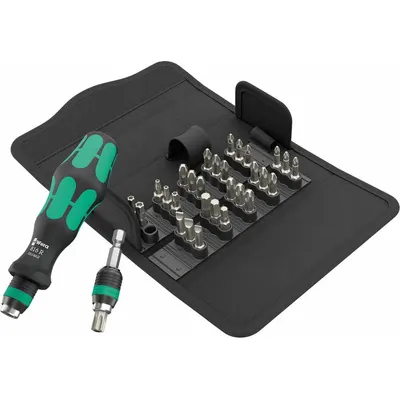 WERA Multi-Bit Screwdriver: Hex/Phillips/Pozidriv/Slotted/Torx Tip, 30 Tips - Security Multi-Bit Screwdrivers