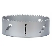 This 6-inch diameter hole saw features 3 teeth per inch and a maximum cutting depth of 1 7/8 inches. It is designed for cutting through wood, metal, and plastic. The 5/8"-18 thread size allows attachment to compatible arbors. Suitable for creating large-diameter holes in walls, floors, or panels