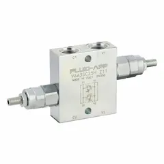 This soft-seat pressure control valve is designed for hydraulic systems requiring pressure limiting and downstream component protection. It features a cast iron body with 3/4 in NPT connections, screw adjustment for setting, and a maximum set pressure of 3,046 psi. Suitable for applications such as agricultural and industrial equipment where flow control and pressure relief are needed.