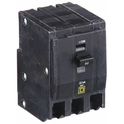 SQUARE D Miniature Circuit Breaker: 60 A, 120/240V AC, Three Phase, 22kA at 120/240V AC - QO Series, Plug-In Square D Miniature Circuit Breakers