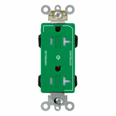LEVITON Plugs and Receptacles: Duplex, 5-20, Green, 125V AC, 20 A, 2 Pole / 3 Wire (MPN MT163-2GN) - General Purpose Receptacles