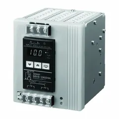 Single-phase DIN Rail mount DC power supply converting 100 to 240V AC input to a regulated 24 VDC output. Rated output power of 120 W with continuous 5 A current. Suitable for powering control devices in industrial panels and automation systems.
