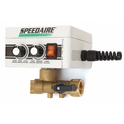 SPEEDAIRE Timed Electric Auto Drain Valve: 1/2 in NPT Pipe, 3/8 in Drain, 4 gpm