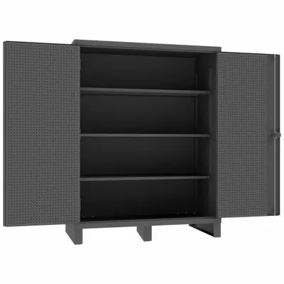 DURHAM MFG Industrial Shelf Cabinet with Pegboard, 60x30x78 in, Gray - Industrial Shelf Cabinets with Pegboards