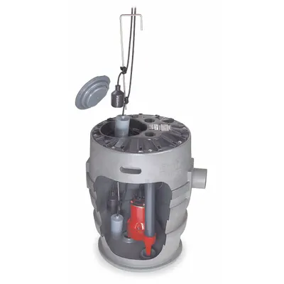LIBERTY PUMPS Sewage Ejector System: 41 gal, 1/2 hp, 115V AC, 160 gpm Flow Rate @ 10' of Head - Simplex Sewage Ejector Pump Systems