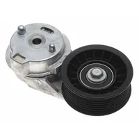 Self-adjusting belt tensioner with a single thermoplastic pulley, rated for light-duty performance. Maintains proper tension in serpentine or accessory drive belts, reducing slippage and wear. Suitable for automotive and industrial applications where automatic belt tension adjustment is required