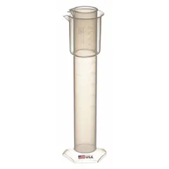 Clear polypropylene lab jar with 16.9 fl oz capacity, 55 mm body diameter, and 360 mm height. Non-sterile, unlined, and without closure. Not pre-cleaned. Suitable for holding liquid samples in laboratory settings, such as hydrometer testing for specific gravity or density measurement.