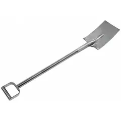 This SANI-LAV hygienic shovel features a square point blade with 11 in length and 7 in width, constructed from stainless steel. Designed for sanitary material handling in environments requiring cleanliness, such as food processing, pharmaceutical, and chemical plants. The D handle facilitates efficient scooping and transfer of powders, granules, or bulk solids.