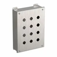 HAMMOND Push Button Enclosure: 22mm, 12 Holes, 304 Stainless Steel, NEMA 3R/4/4X (MPN 1435MSSO)