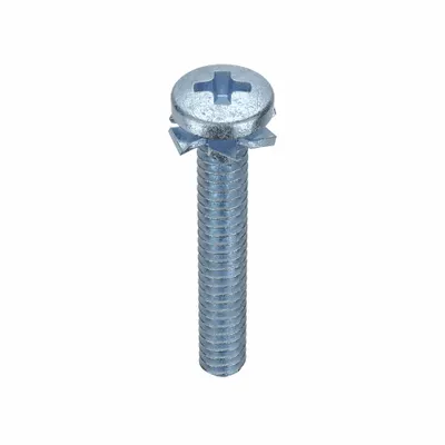 SEMS Screw: External Tooth, #6-32 Thread Size, 3/4 in Lg, Steel, Zinc-Plated - Machine Screws with External Tooth Lock Washers